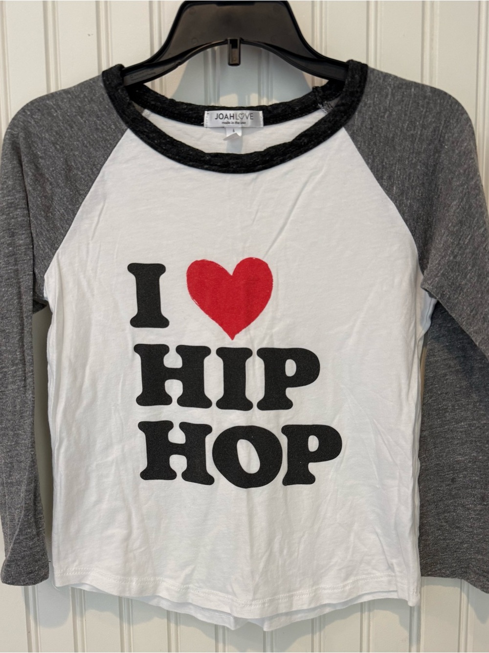 Joah Love "I Love Hip Hop" Raglan Tee in White & Gray